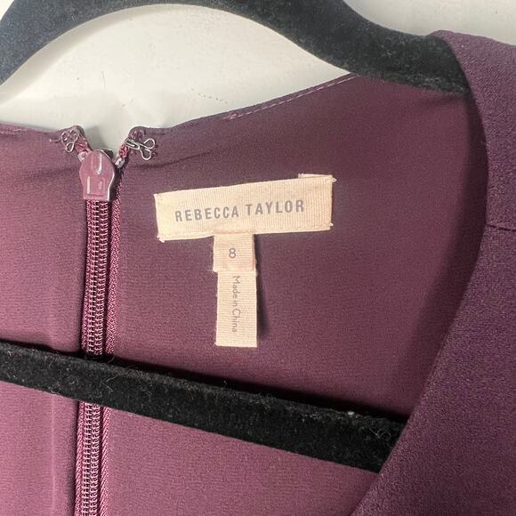 Rebecca Taylor Bordeaux Wine Ruffle Dress Size 8 - Picture 6 of 7